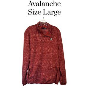 Avalanche Outdoor 1/4 Snap pullover red aztec print men's large side pockets EUC